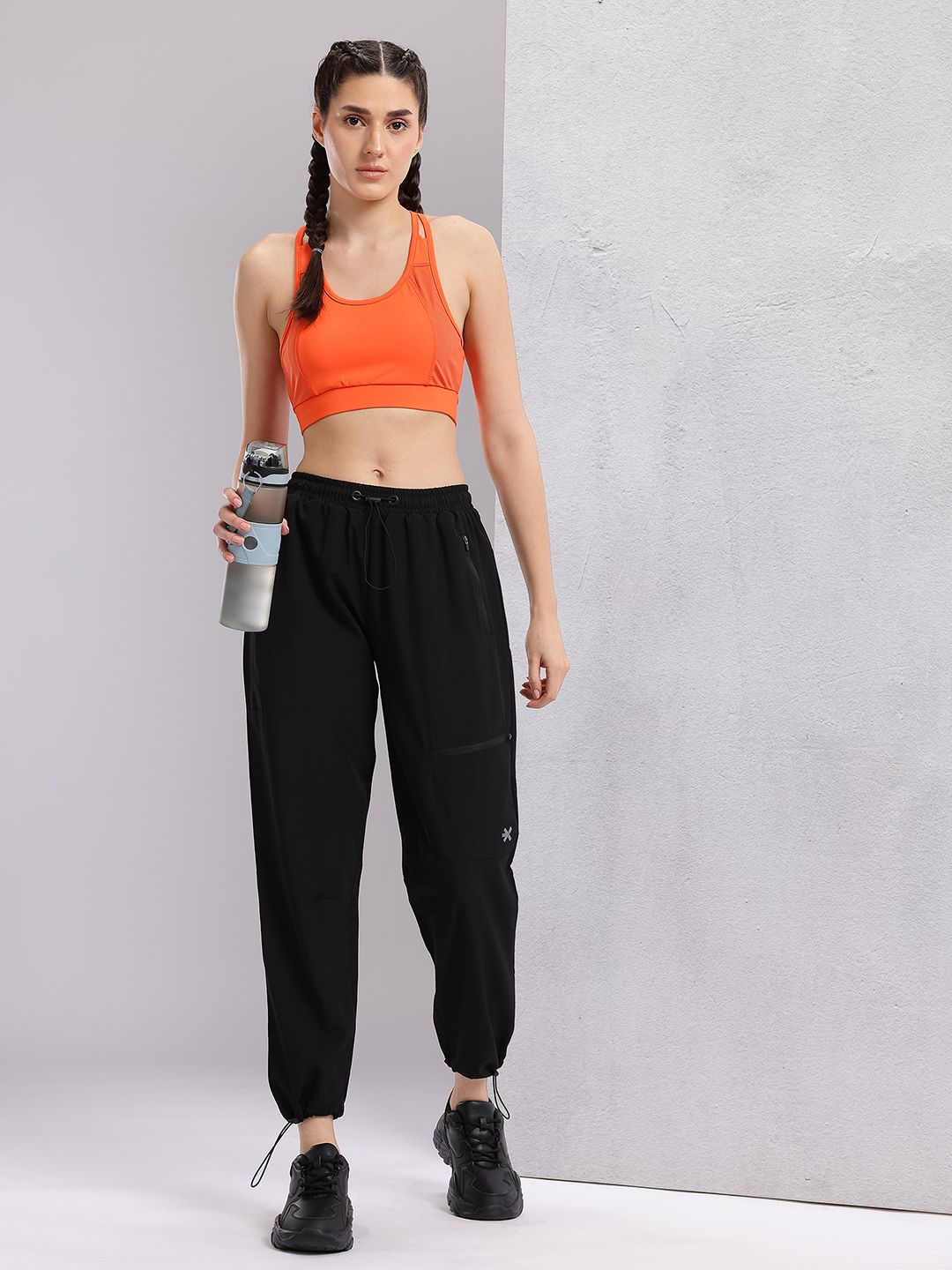 HRX by Hrithik Roshan Women Mid-Rise Regular Fit Running  Joggers with Toggle Hem
