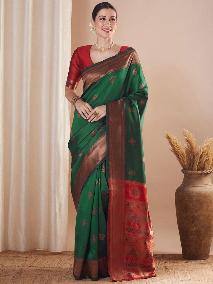 Saree mall Woven Design Ethnic Motifs Zari Paithani Sarees