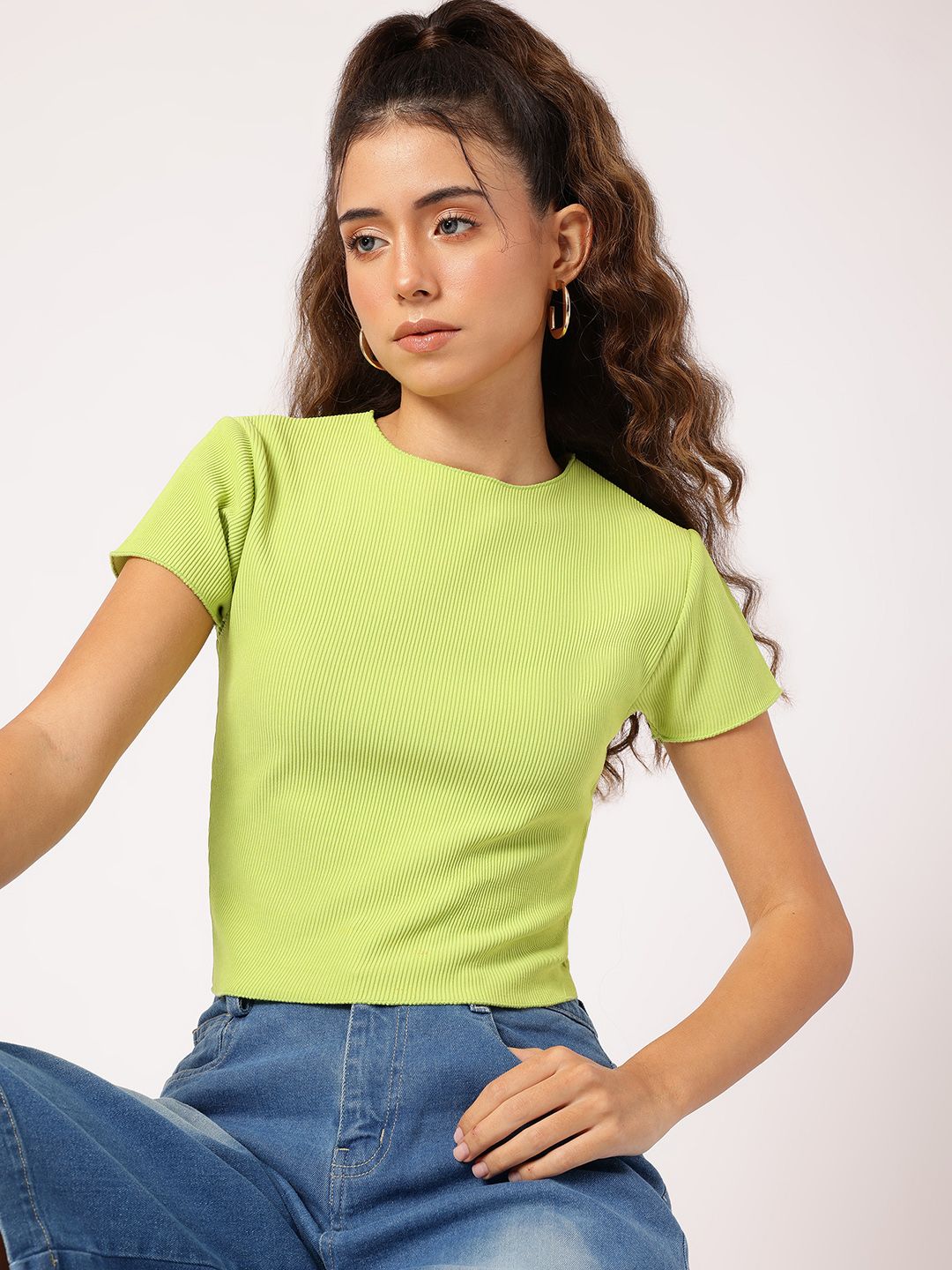 DressBerry Cyber Chic Ribbed Crop Top