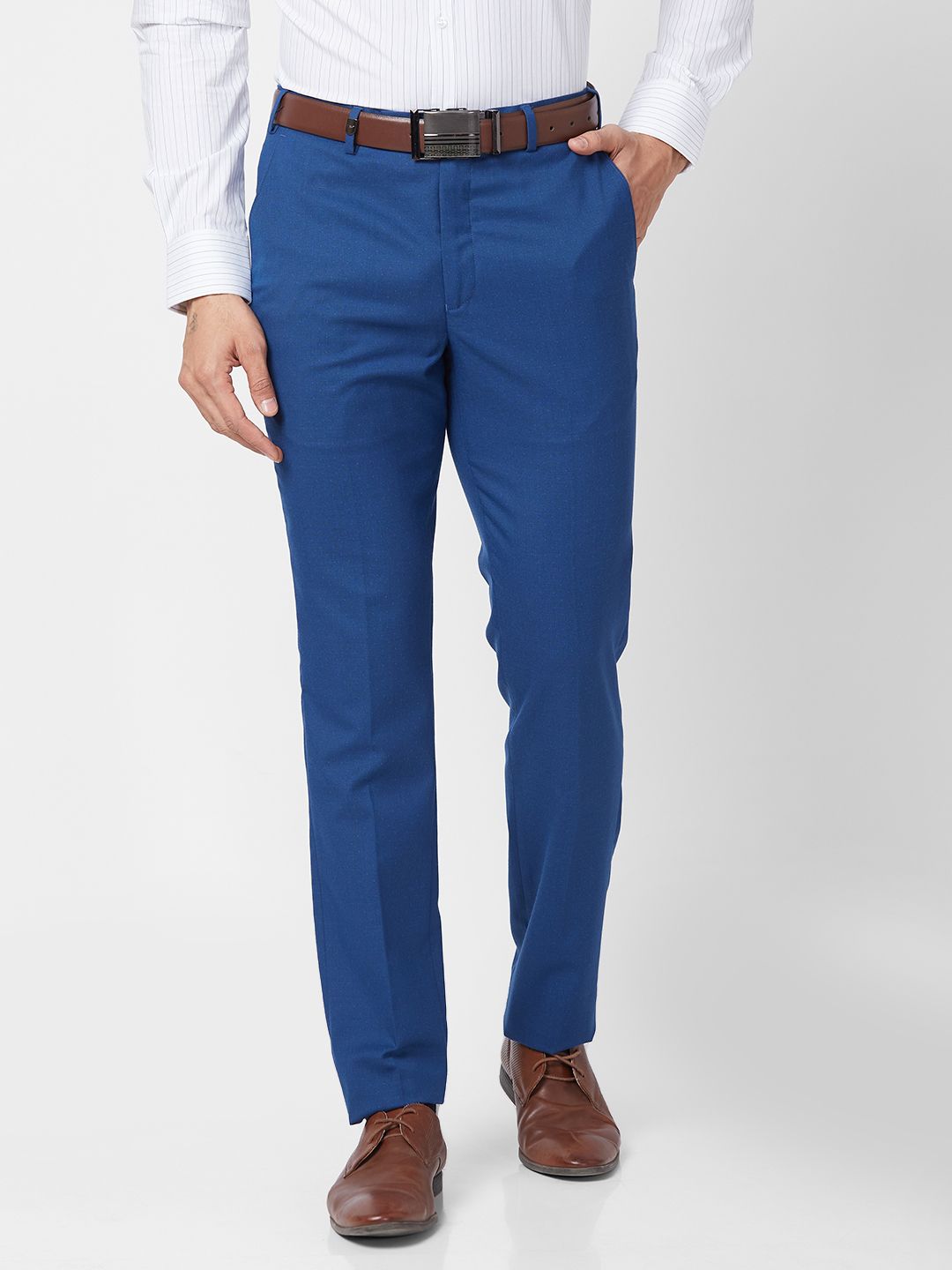 Park Avenue Men Textured Super Slim Fit Formal Trousers