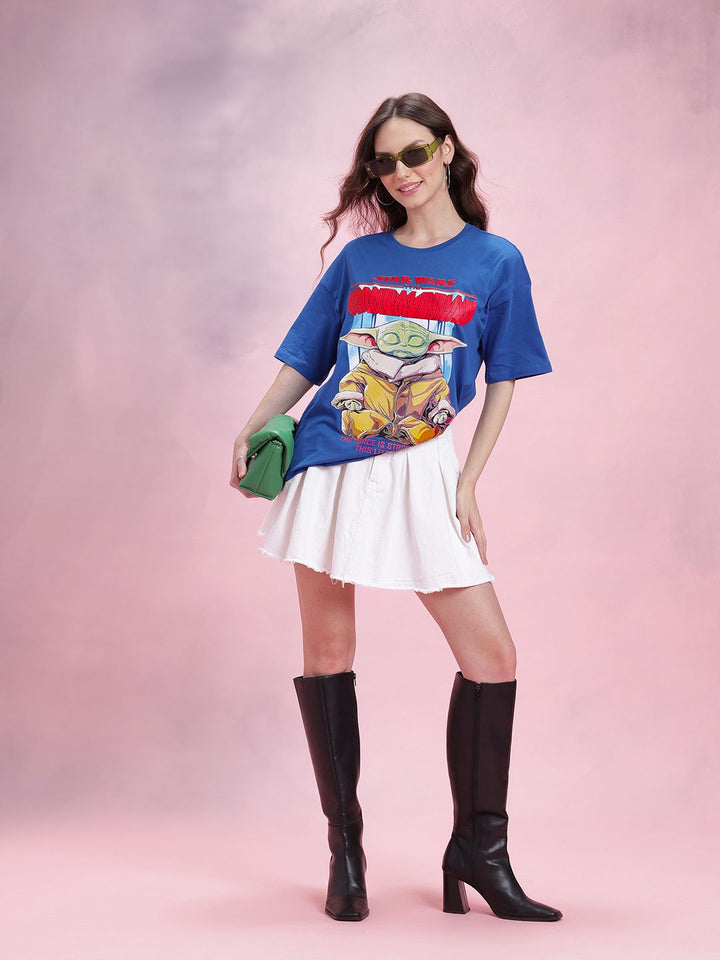 DressBerry The Mandalorian Print Drop-Shoulder Sleeves Pure Cotton Oversized T-shirt