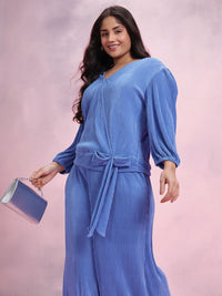 DressBerry Plus Size Solid Accordion Pleats Co-Ords