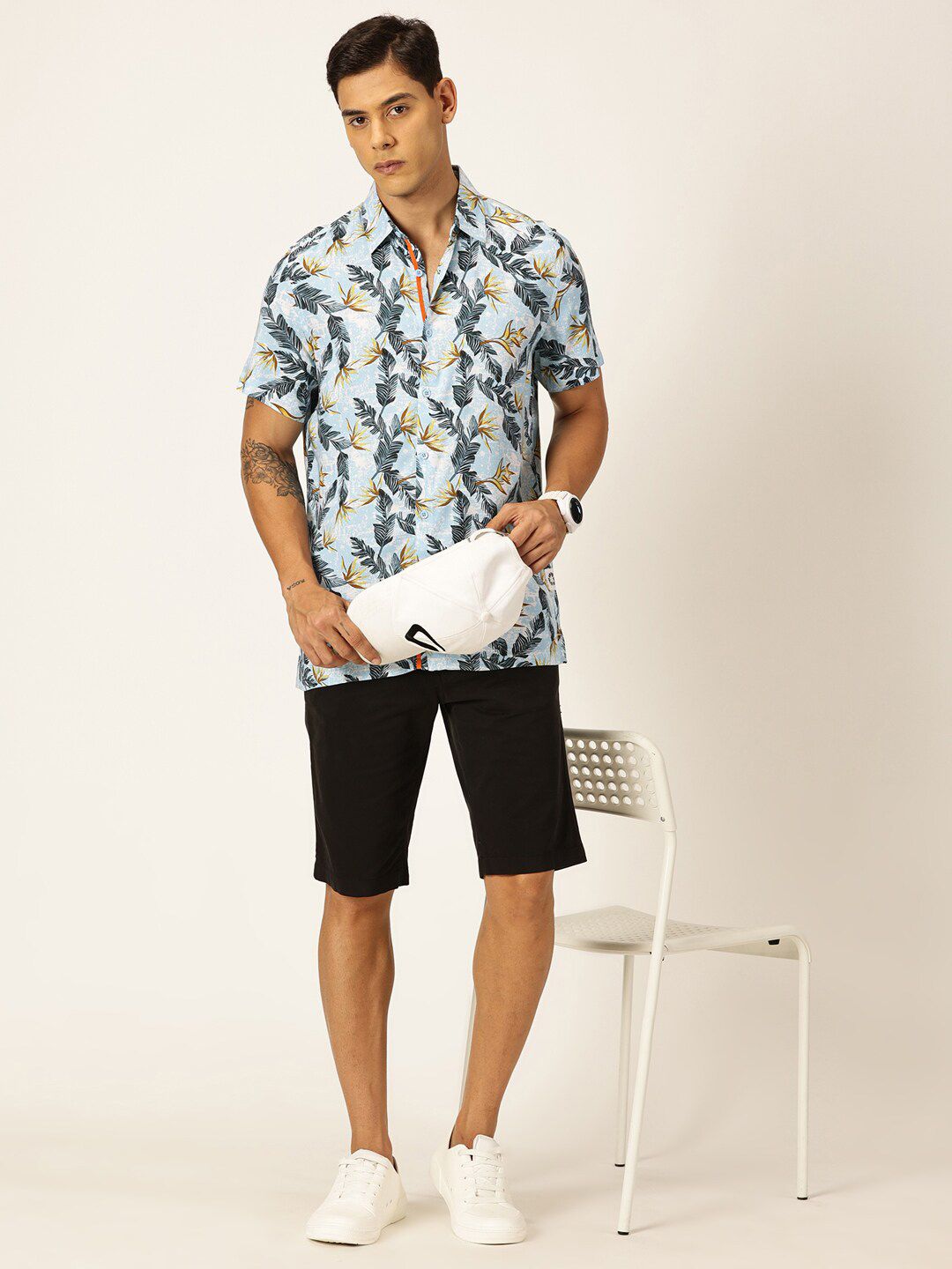 Thomas Scott Men Premium Floral Printed Spread Collar Casual Shirt