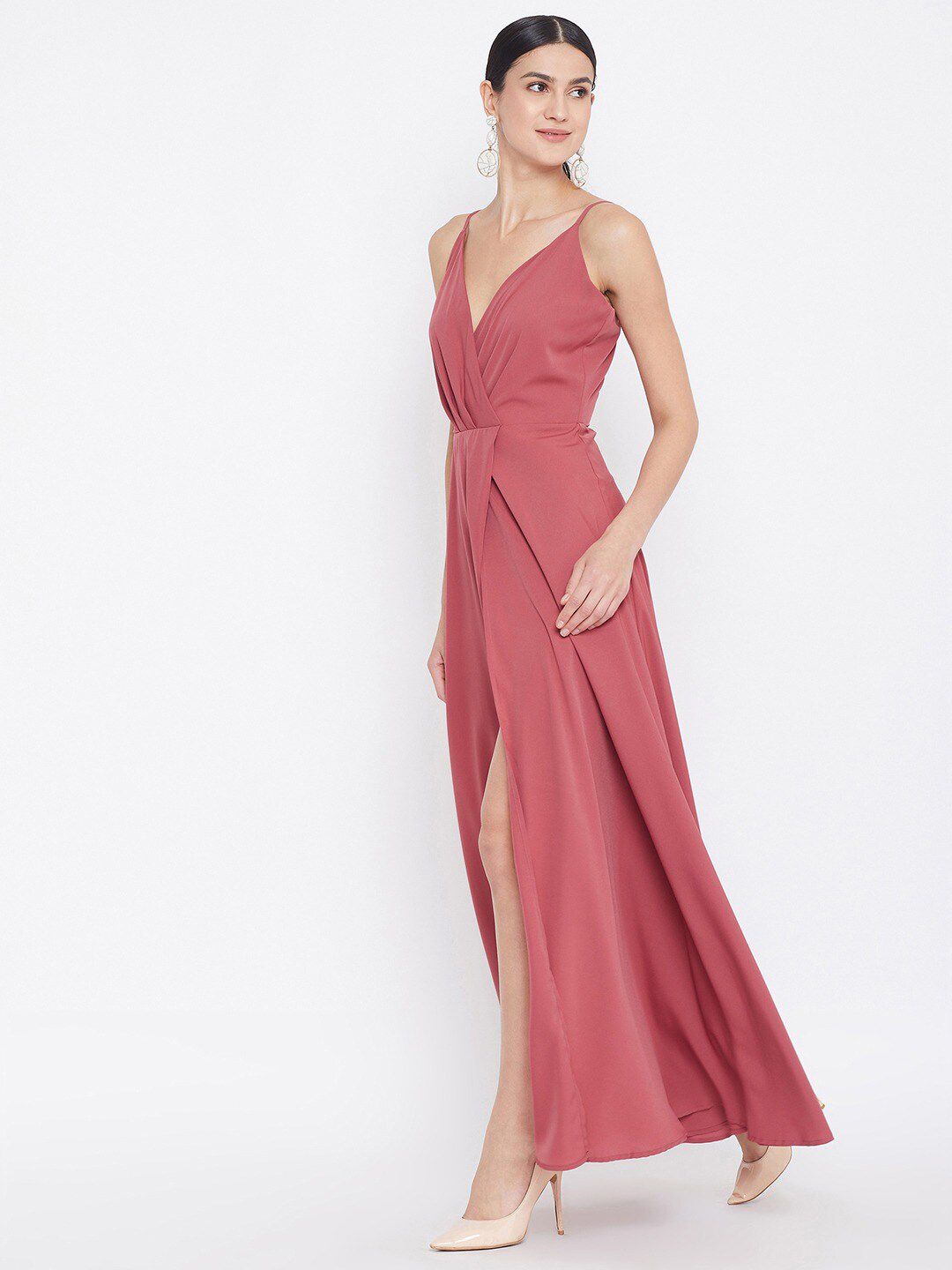 Berrylush Pink Crepe Maxi Dress