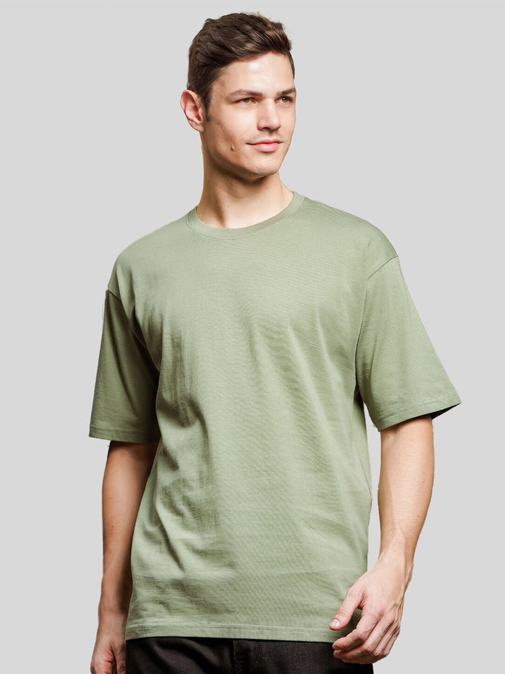 ADRO Round Neck Drop-Shoulder Sleeves Oversized Pure Cotton T-shirt