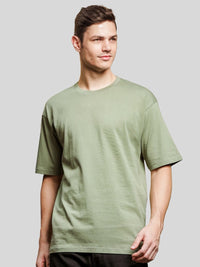 ADRO Round Neck Drop-Shoulder Sleeves Oversized Pure Cotton T-shirt