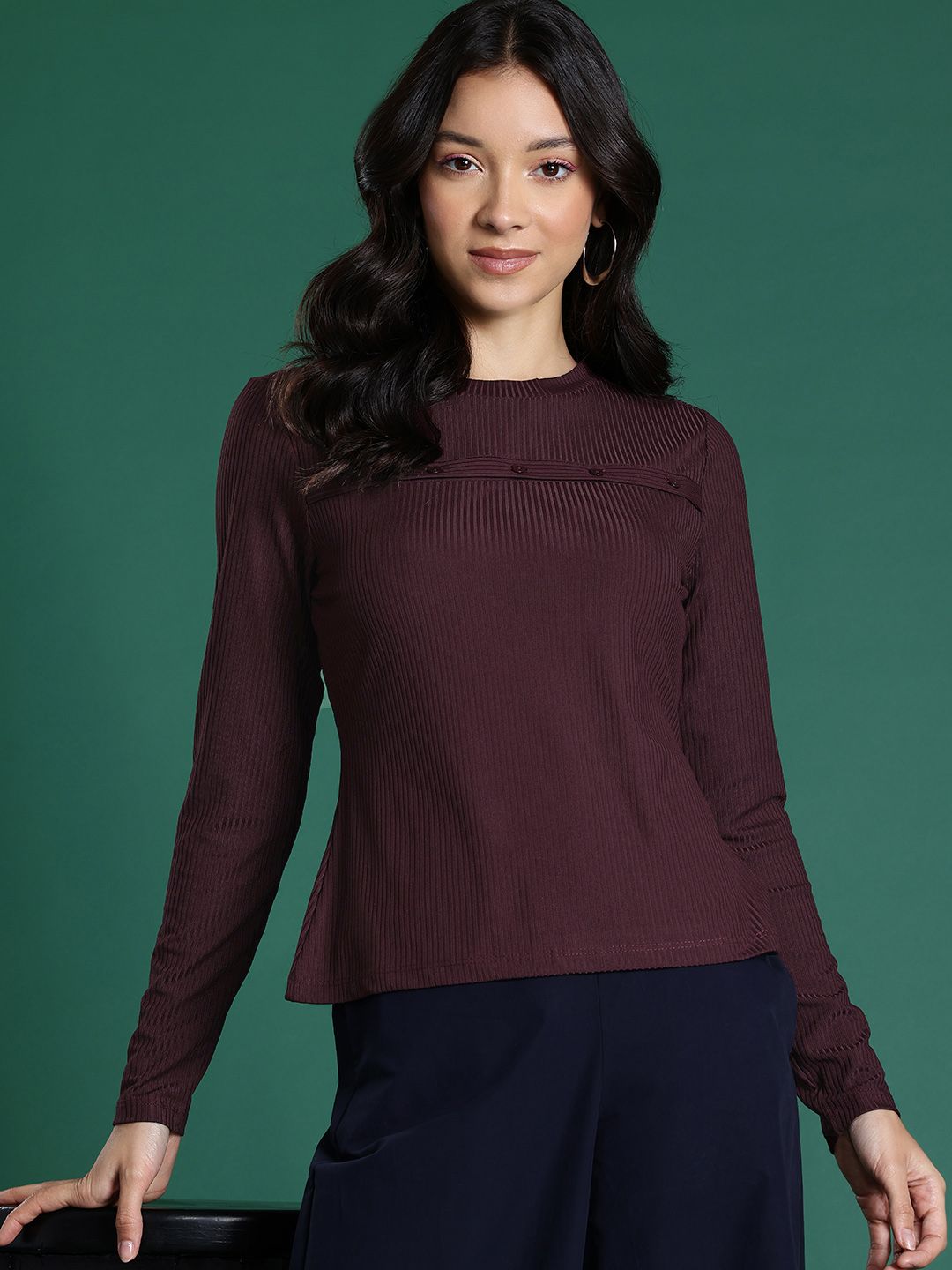 DressBerry Self-Striped Full Sleeves Top