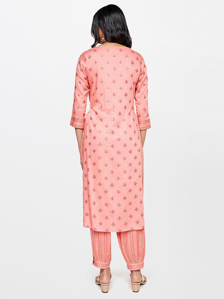 Global Desi Floral Printed Kurta with Dhoti Pant Set