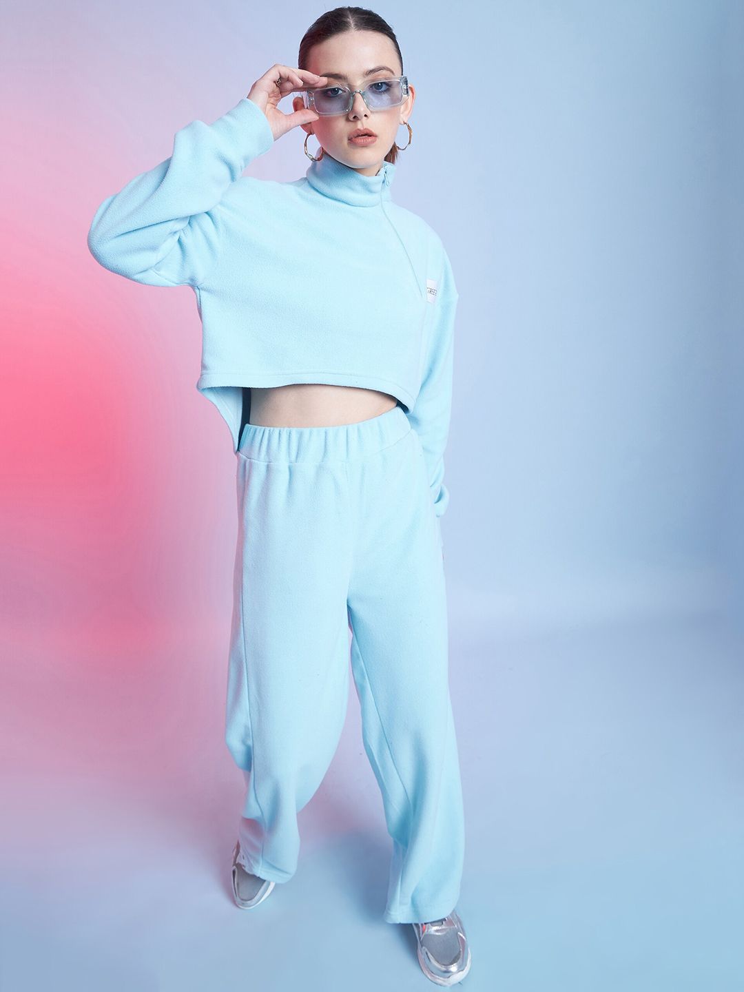 STREET 9 High Neck Crop Sweatshirt