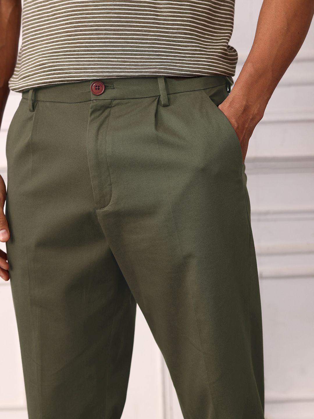 Mr Bowerbird Men Industry Mid-Rise Liberal Fit Chinos