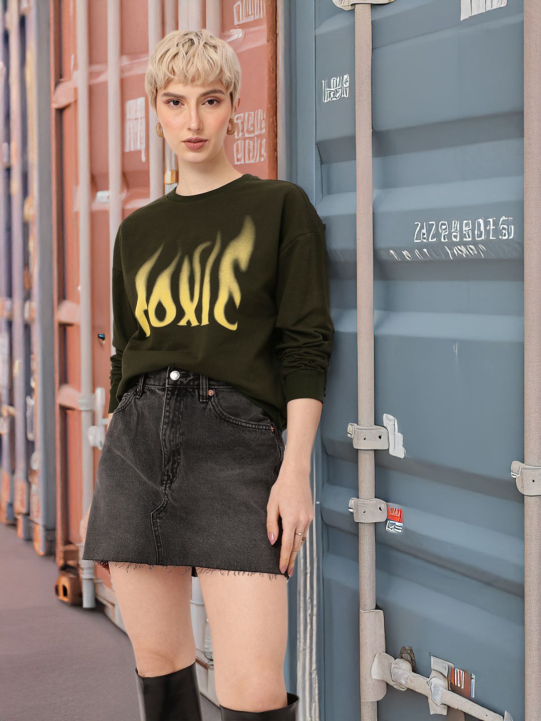 DressBerry Typography Printed Relaxed Fit Sweatshirt