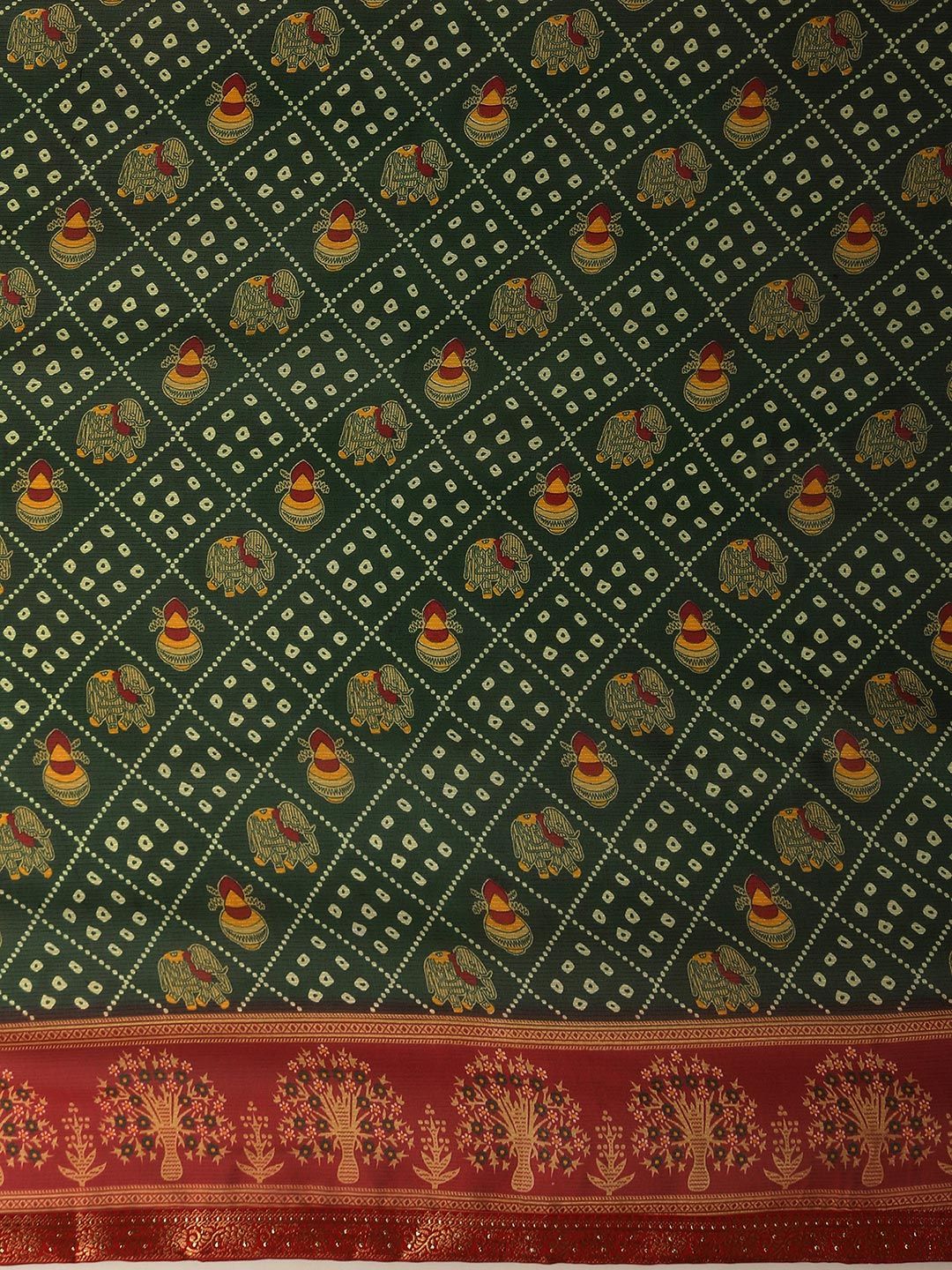 KALINI Bandhani Print Zari Pure Georgette Bandhani Saree