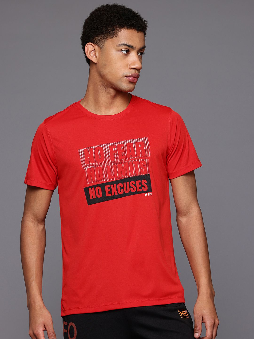 HRX by Hrithik Roshan Typography Printed Rapid-Dry Training T-shirt