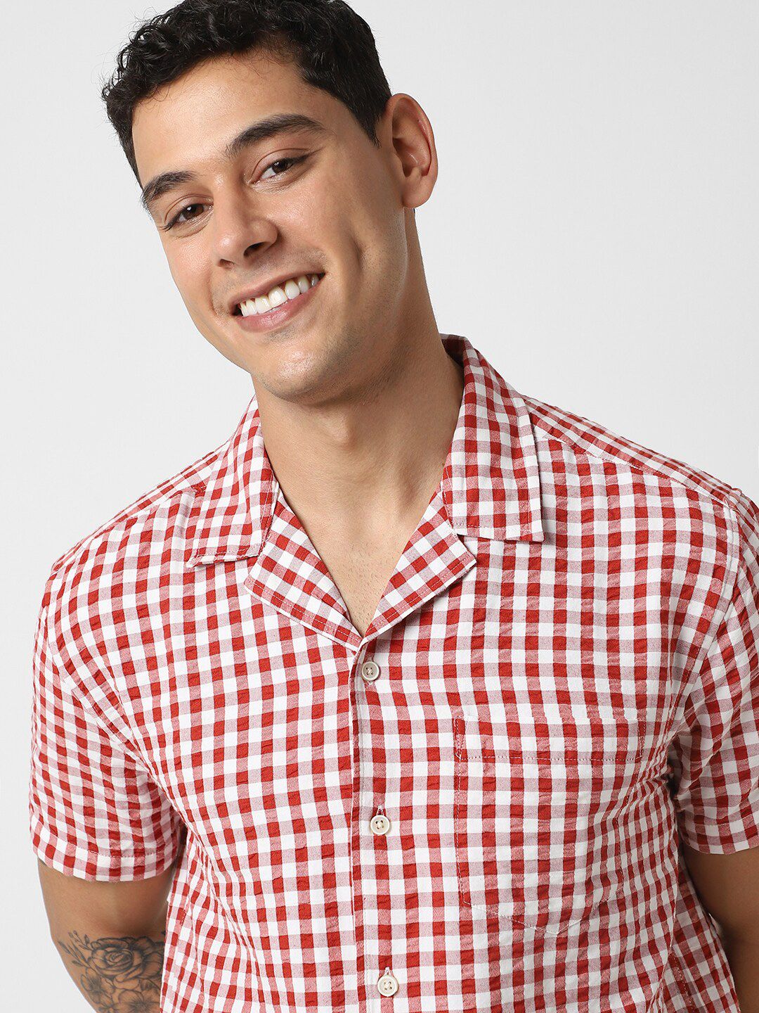 VASTRADO Men Classic Gingham Checks Opaque Checked Casual Shirt