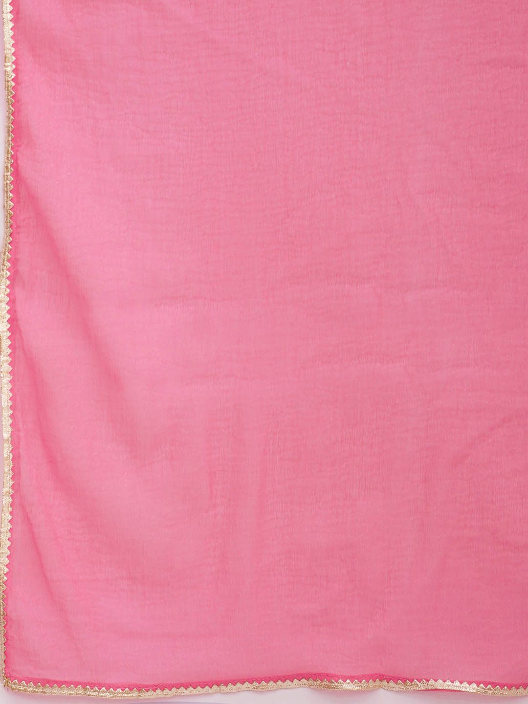 Libas Floral Yoke Design Pleated Gotta Patti Pure Cotton Kurta with Trousers & Dupatta