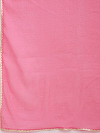 Libas Floral Yoke Design Pleated Gotta Patti Pure Cotton Kurta with Trousers & Dupatta
