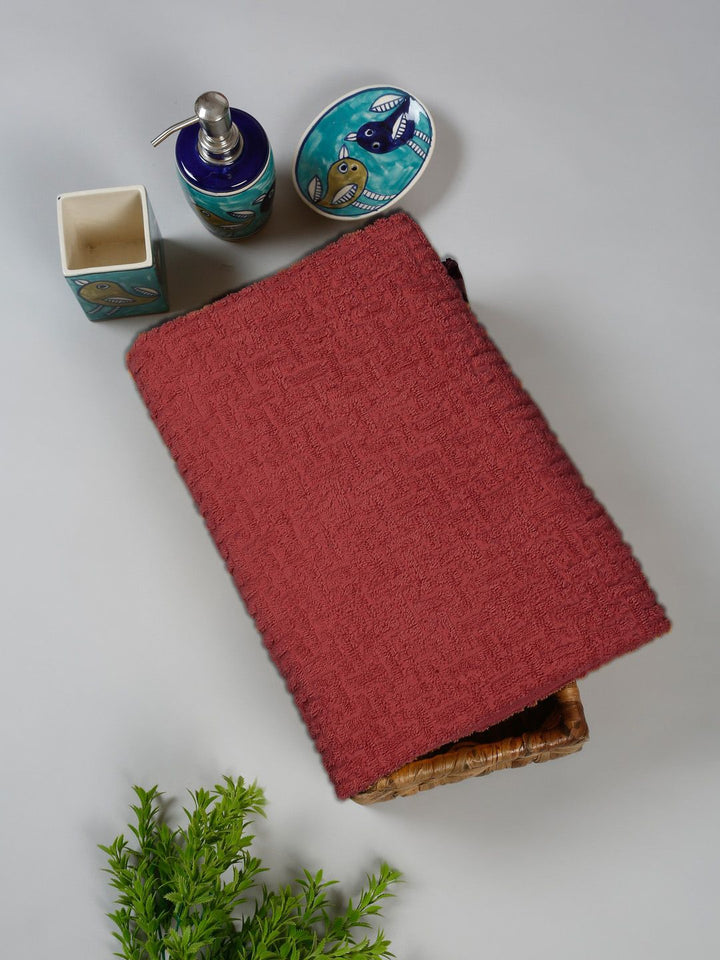 Cortina Yellow & Maroon 2 Pieces Cotton Anti-Bacterial 480 GSM Reversible Bath Towels