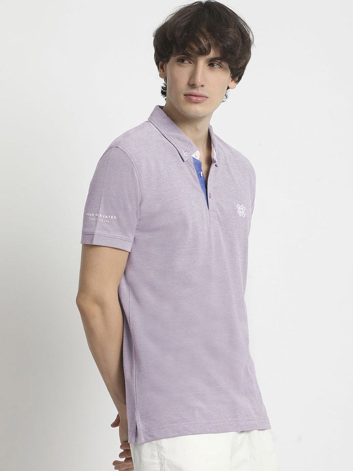 THE BEAR HOUSE Men Solid Polo Collar Regular Fit Pure Cotton T-shirt