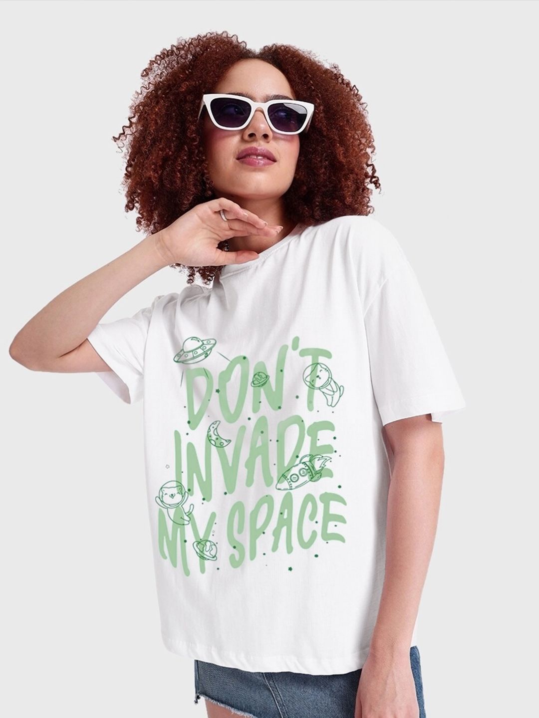 Bewakoof Printed Cotton Round Neck Oversized Casual T-shirt