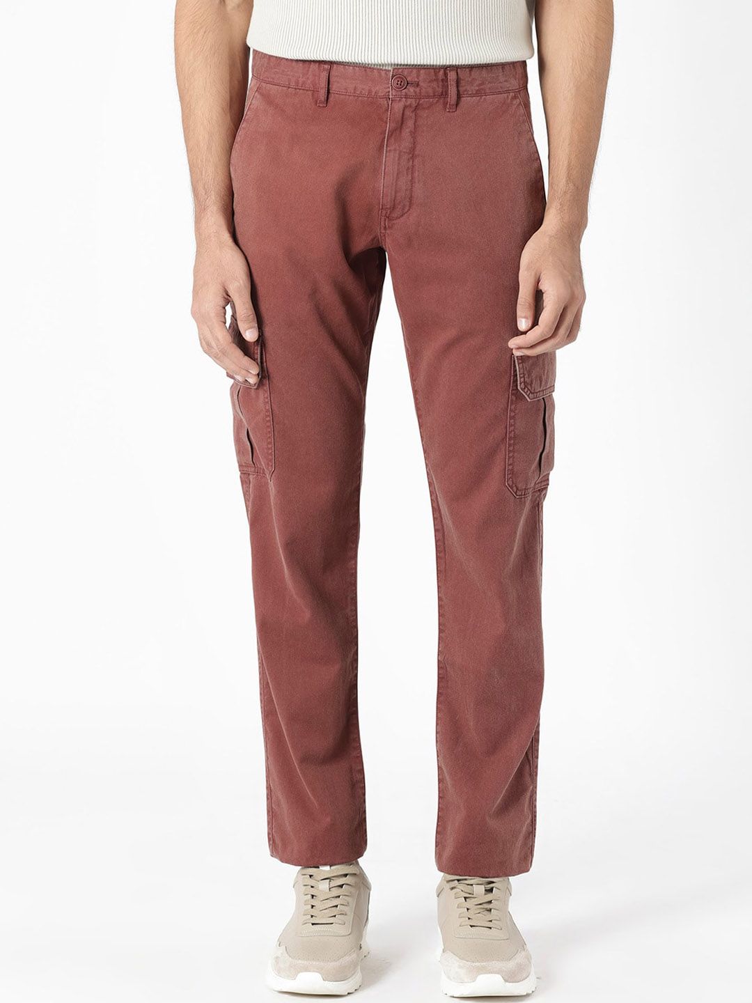 RARE RABBIT Men Inbuil Mid-Rise Slim Fit Cotton Cargo Trouser