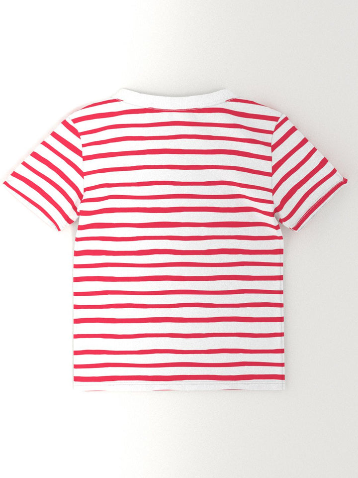 Nauti Nati Girls Pack of 2 Antimicrobial Striped Round Neck Cotton T-shirts