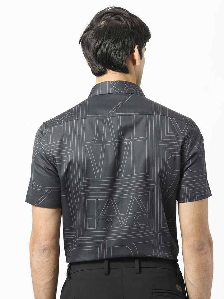 RARE RABBIT Men Osuna Slim Fit Geometric Printed Cotton Shirt
