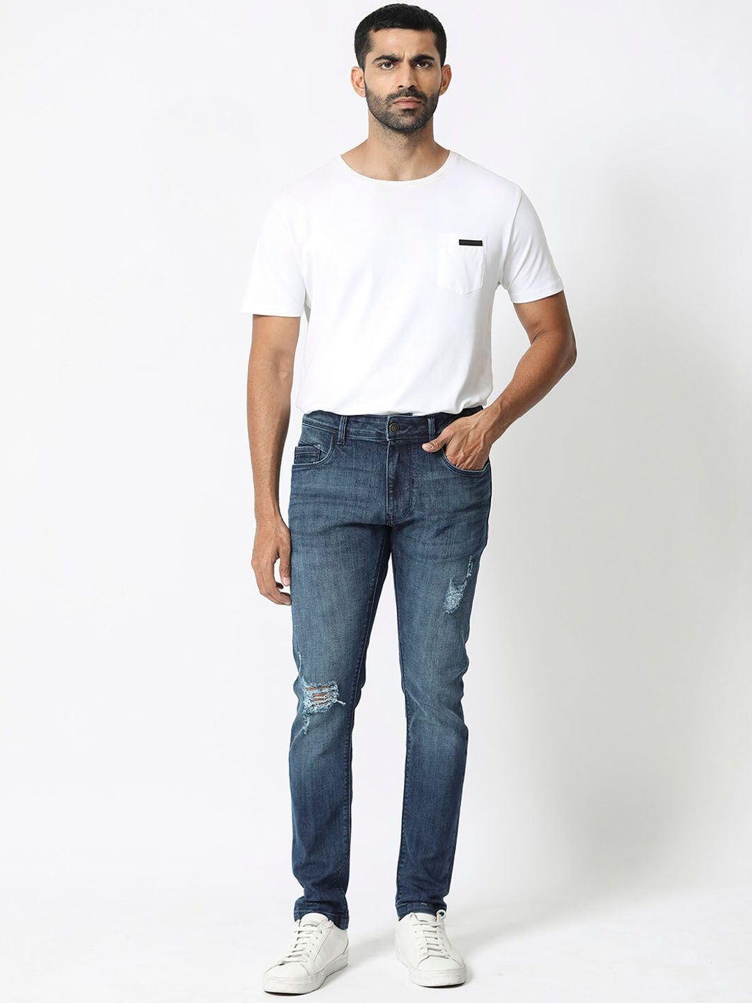 RARE RABBIT Men Hawkins Slim Fit Mid-Rise Stretchable Jeans