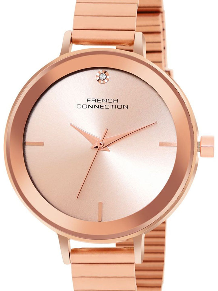 French Connection Women Dial & Stainless Steel Bracelet Style Straps Analogue Watch FCN074RGM