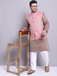 SOJANYA PLUS Plus Size Woven Design Kurta With Pyjamas & Nehru Jacket