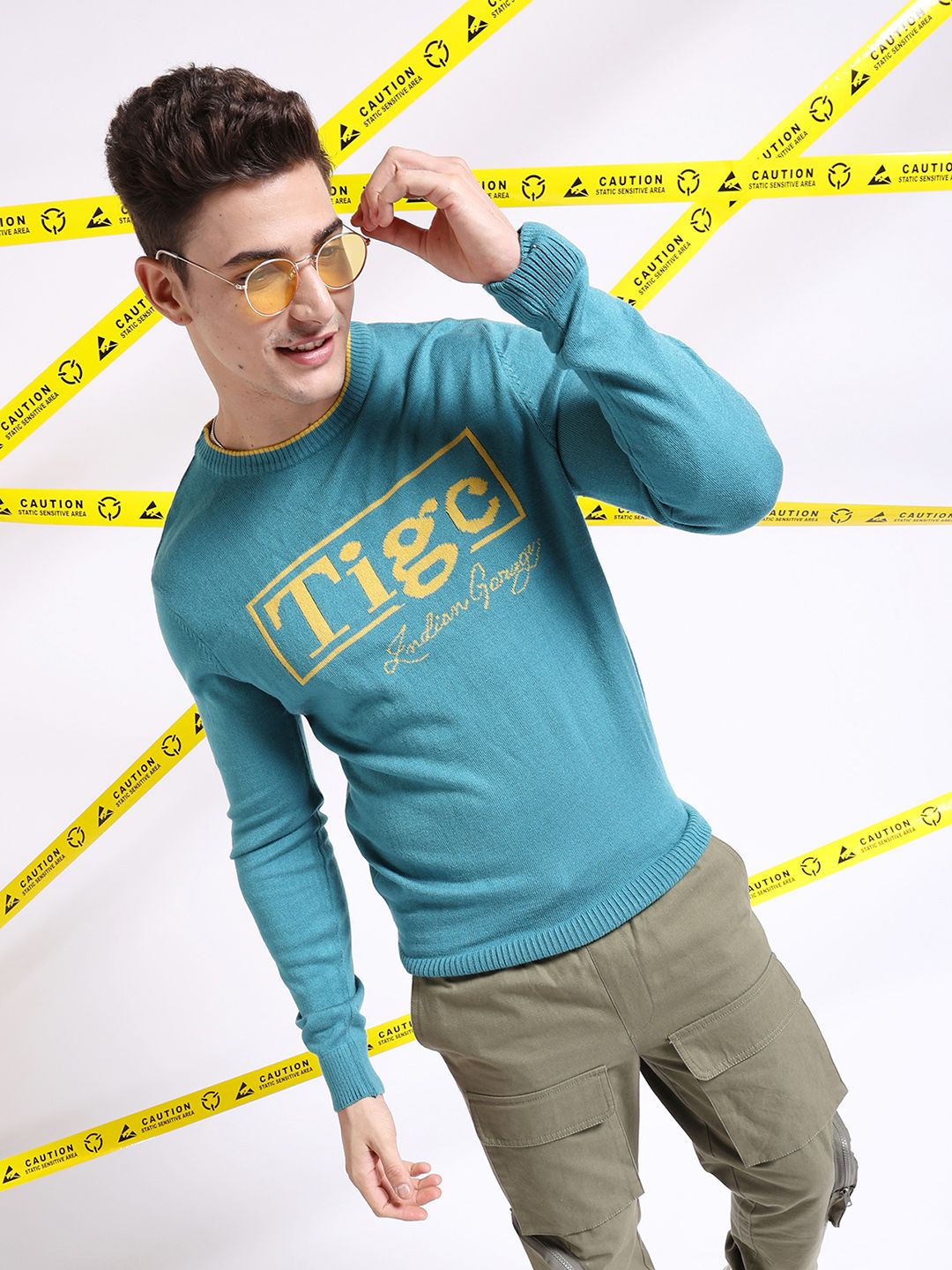 The Indian Garage Co Typography Printed Pullover Acrylic Sweater