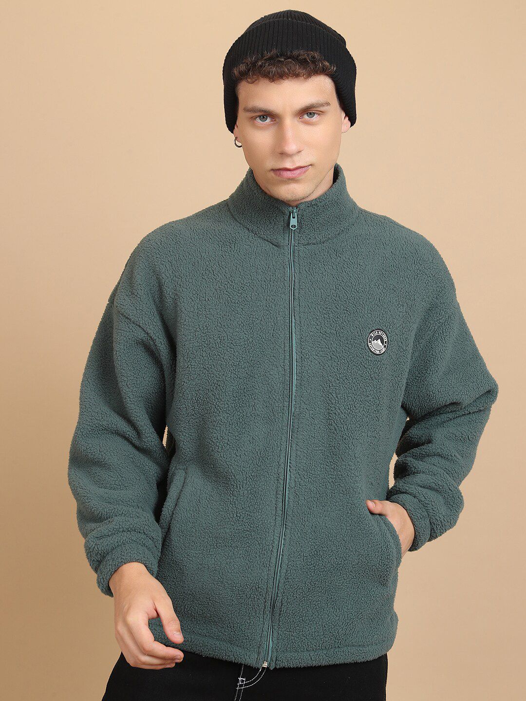 HIGHLANDER Oversized Mock Collar Drop-Shoulder Sleeves Sweatshirt