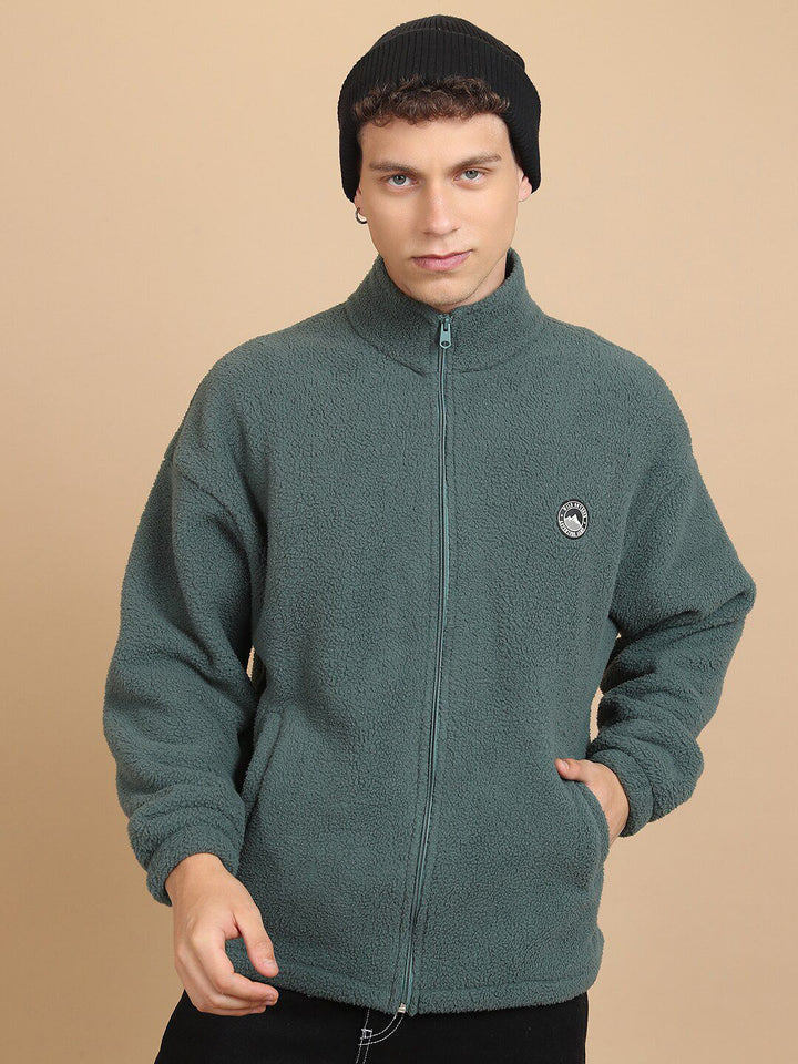HIGHLANDER Oversized Mock Collar Drop-Shoulder Sleeves Sweatshirt