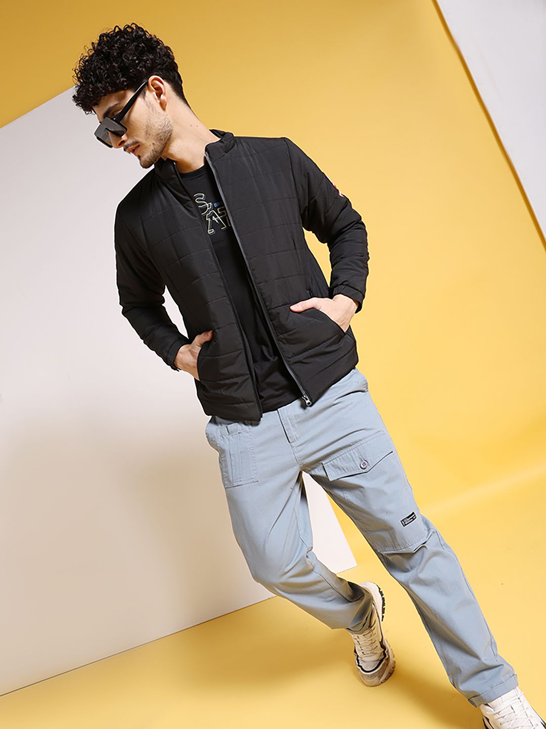 The Indian Garage Co Men Zip-Front High Neck Puffer Jacket