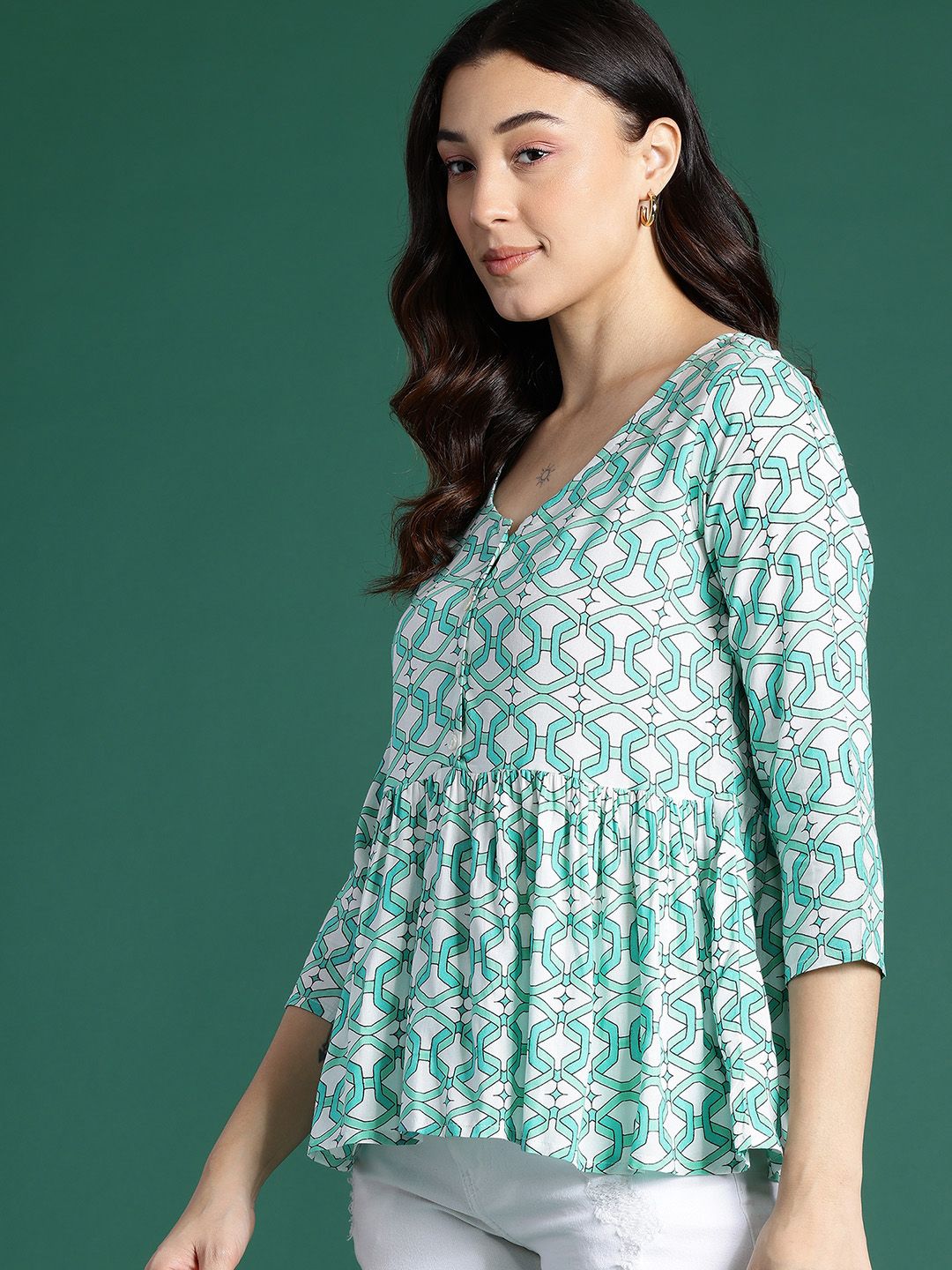 DressBerry Geometric Print A-line Top