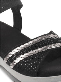 Metro Women Black Open Toe Flats