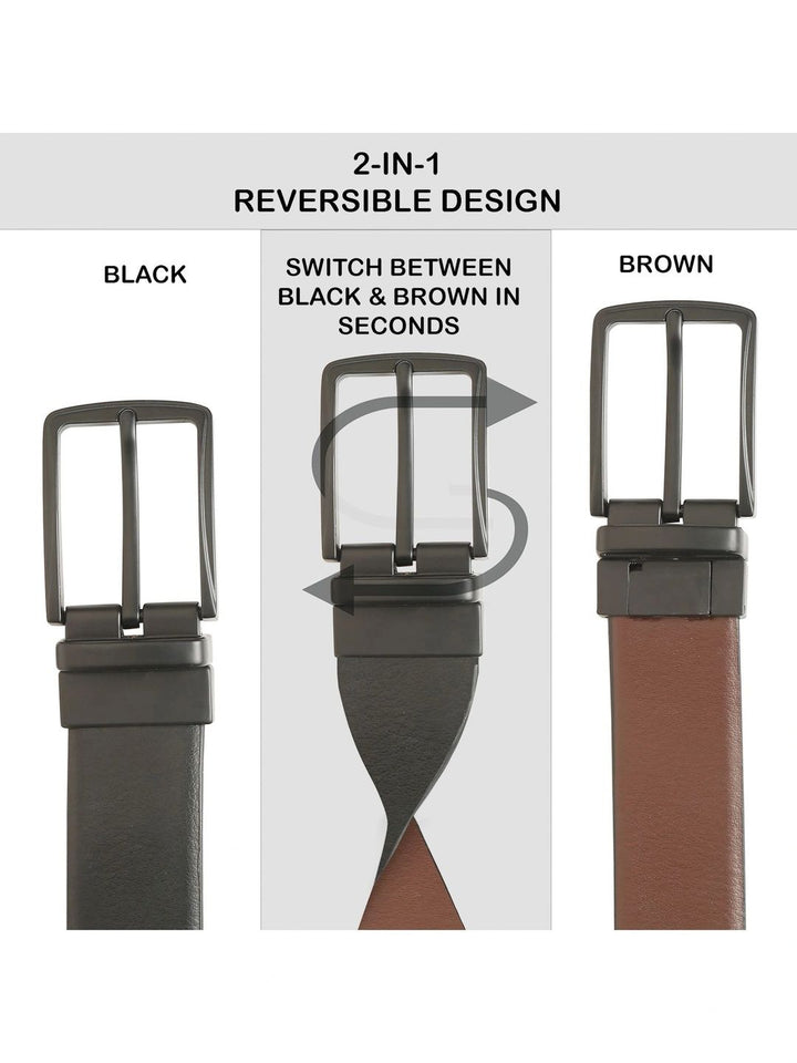 Teakwood Leathers Men Textured Leather Reversible Belt