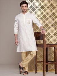 House of Pataudi Men Jashn Floral Embroidered Striped Thread Work Kurta With Trousers