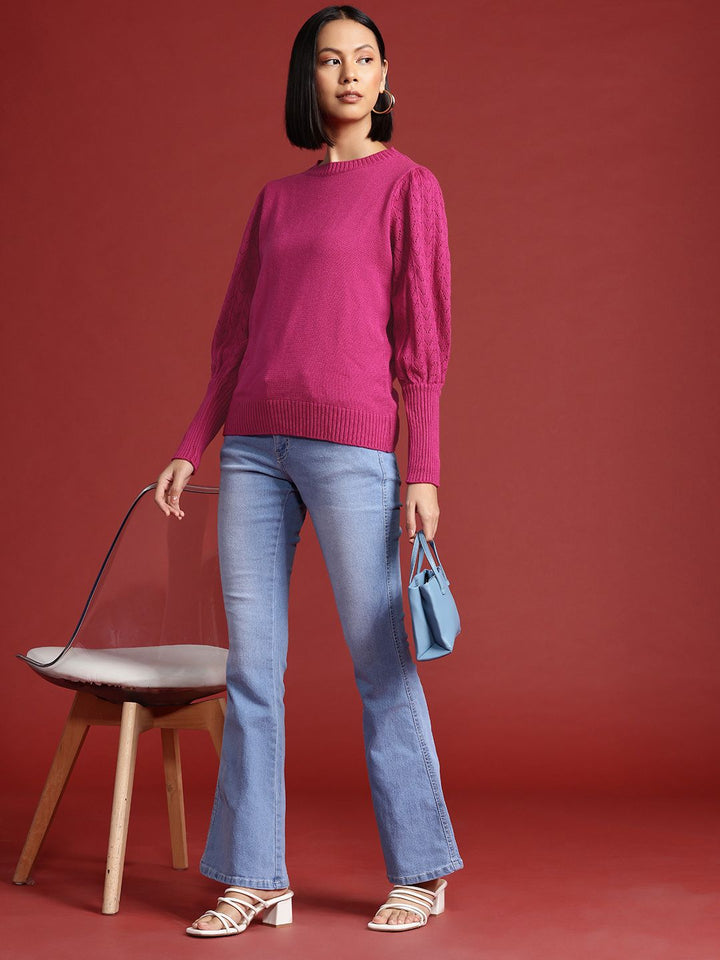 all about you Knitted Puff Sleeves Pullover
