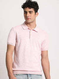 THE BEAR HOUSE Men Solid Slim Fit Cotton Polo Collar T-Shirt