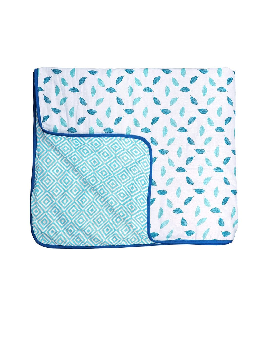 Story@home White & Blue Floral Mild Winter 150 GSM Single Bed Dohar