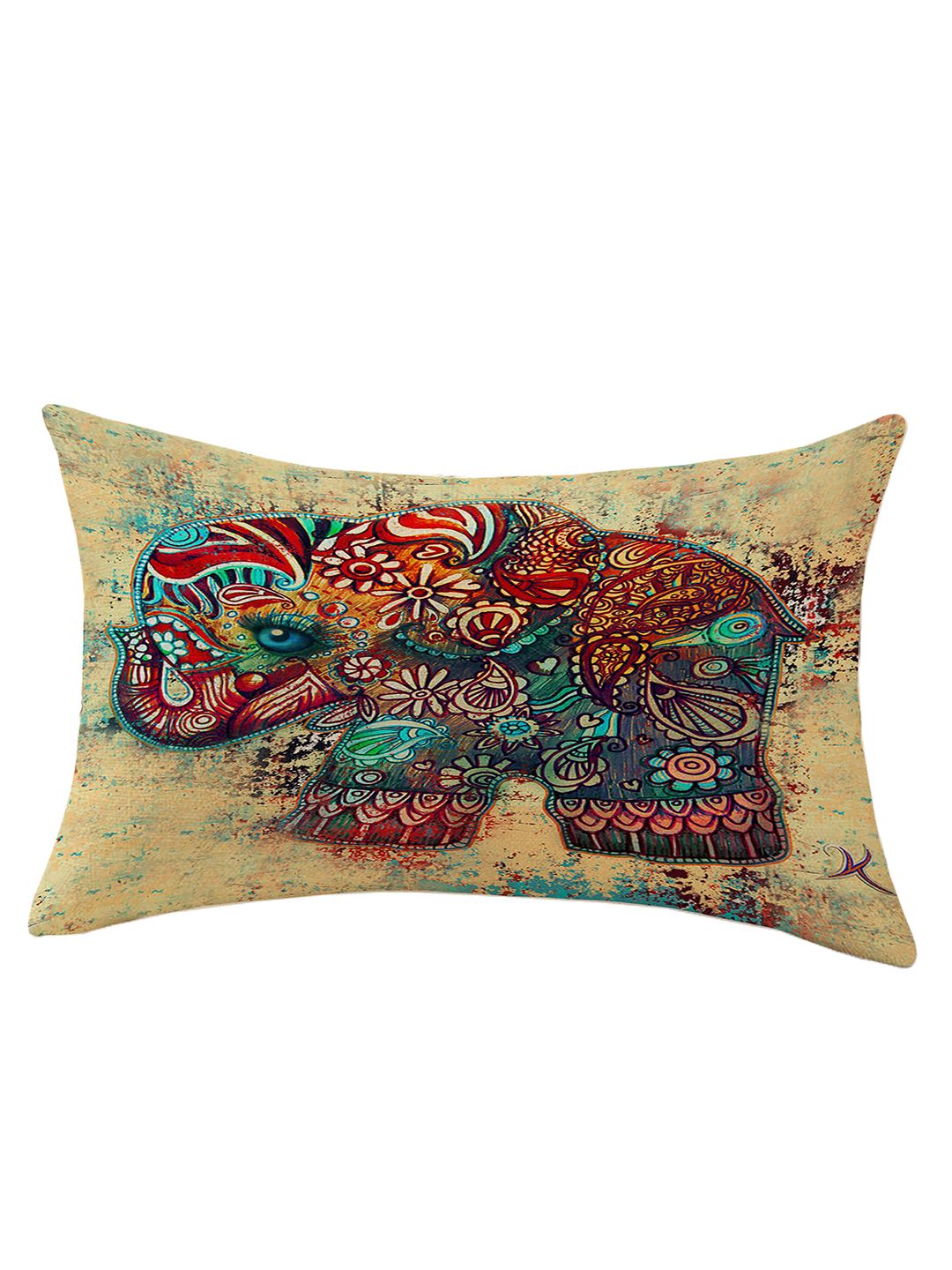 STITCHNEST Green & Red Set of 2 Cartoon Characters Rectangle Cushion Covers