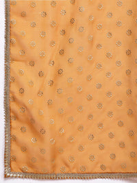 House of Pataudi Floral Printed Regular Sequinned Jashn Kurta with Palazzos & Dupatta