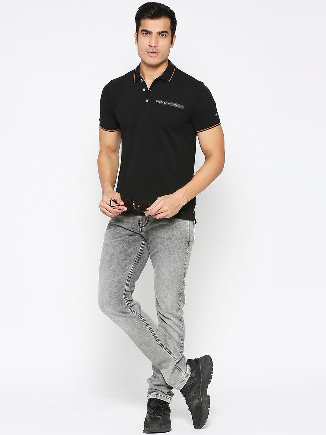 Being Human Men Low Distress Heavy Fade Slim Fit Jeans