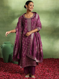 Libas Bandhani Printed Sequinned Kurta with Trousers & Dupatta