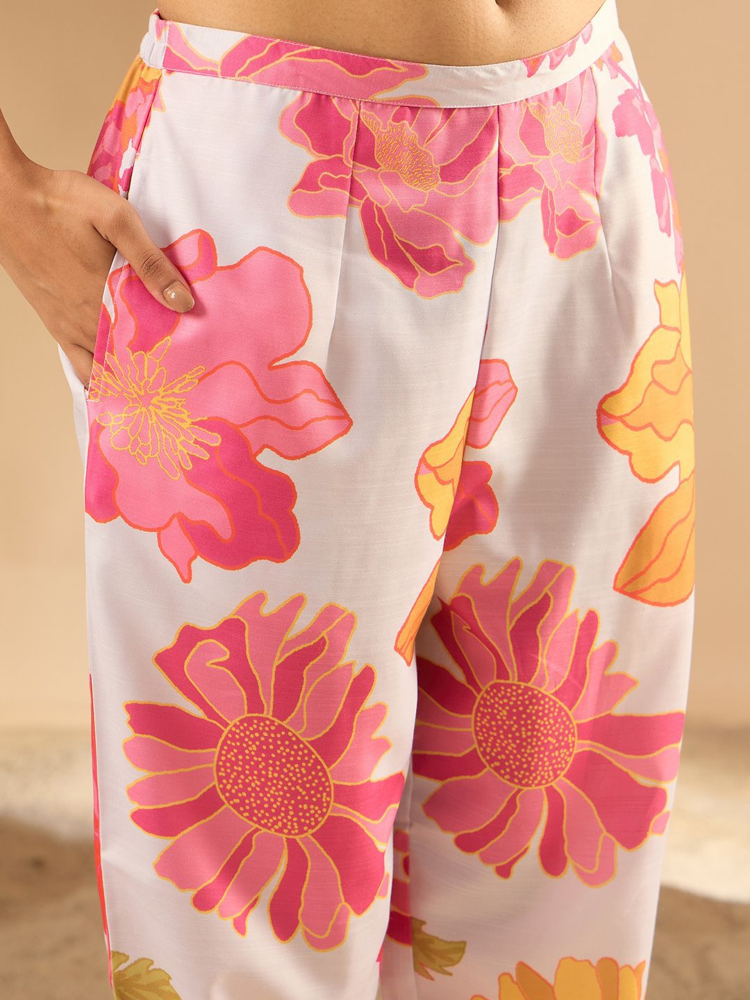 Indo Era Women Floral Printed Regular Kurta with Trousers