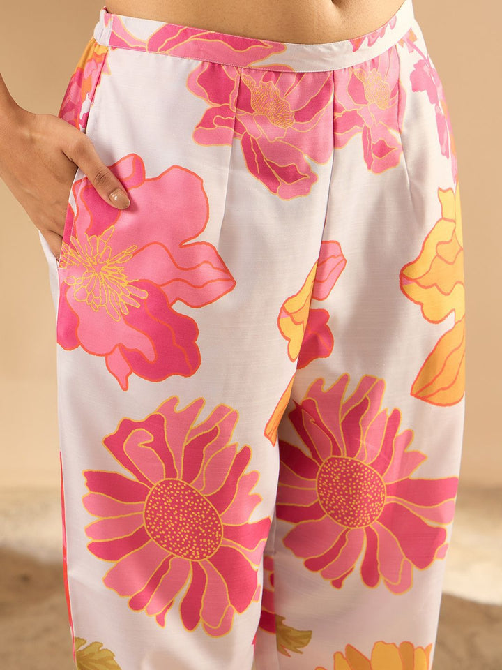 Indo Era Women Floral Printed Regular Kurta with Trousers