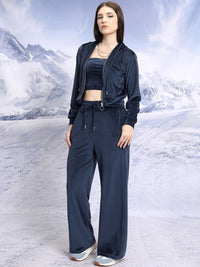 Tokyo Talkies Hooded Tube Top with Sweatshirt And Cargo Wide Leg Pant Co-Ords
