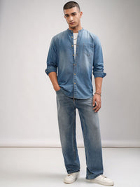 HIGHLANDER Men Blue Slim Fit Casual Shirt