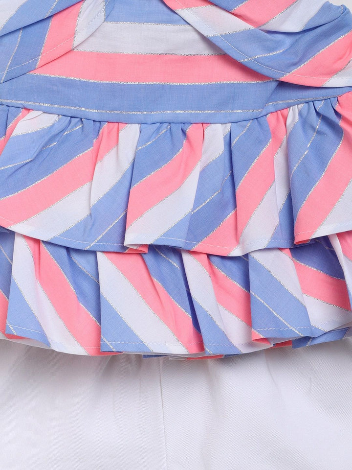 Nauti Nati Girls Blue & White Striped Top & Solid Shorts