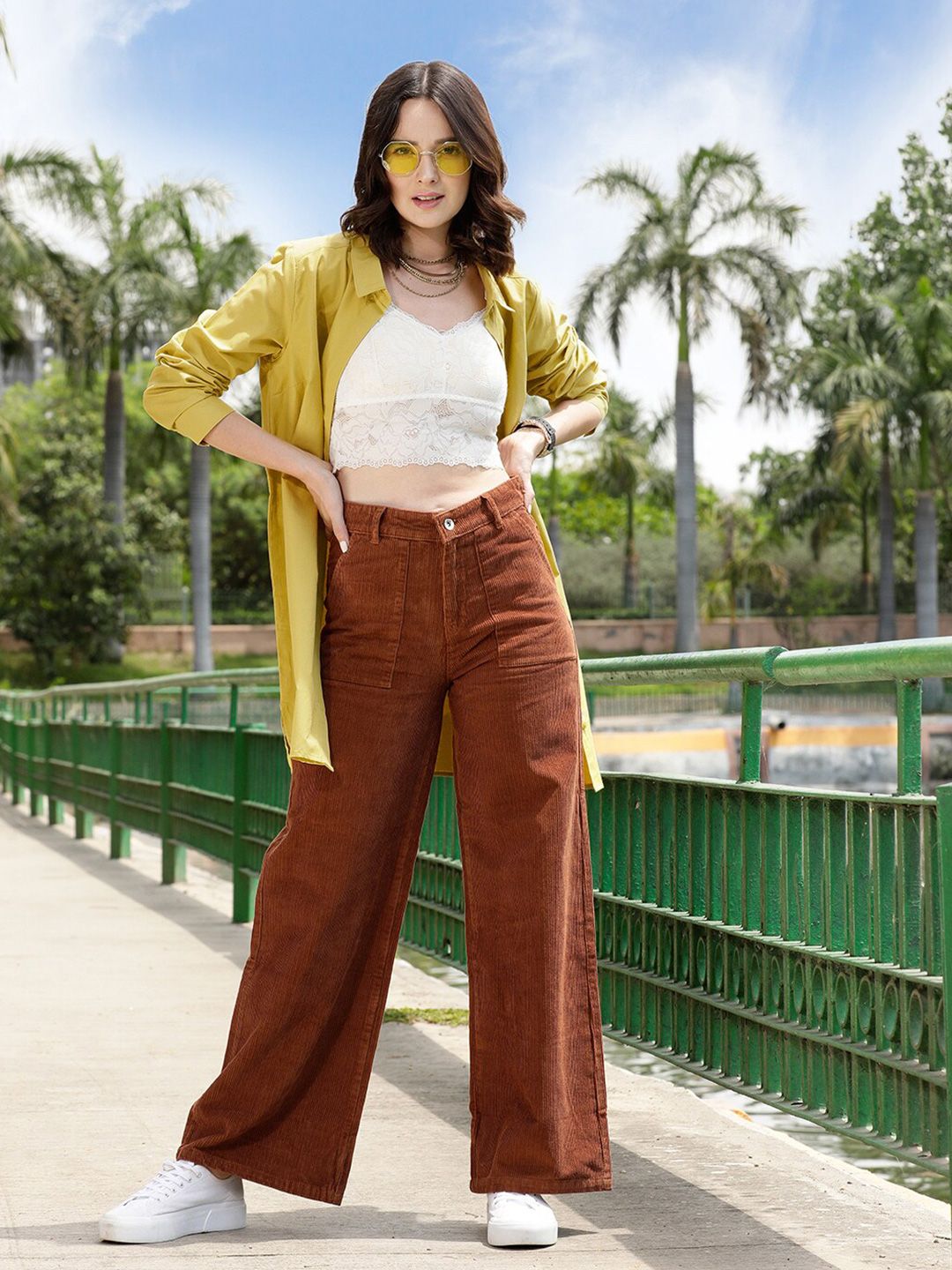 STREET 9 Yellow Comfort Oversized Pure Cotton Casual Shirt